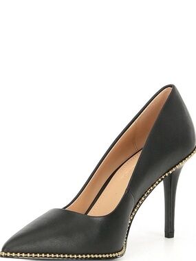 Coach Black Pointed-Toe Stiletto with Gold Stud Trim